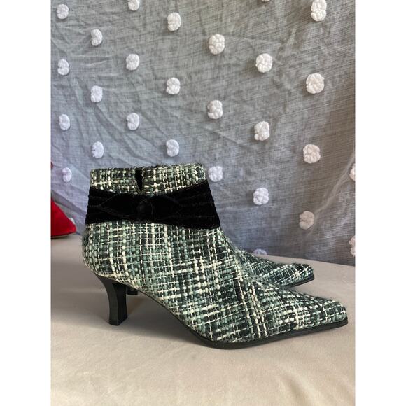 Chic Tweed & Velvet Ankle Boots - Size 7 - Picture 6 of 8